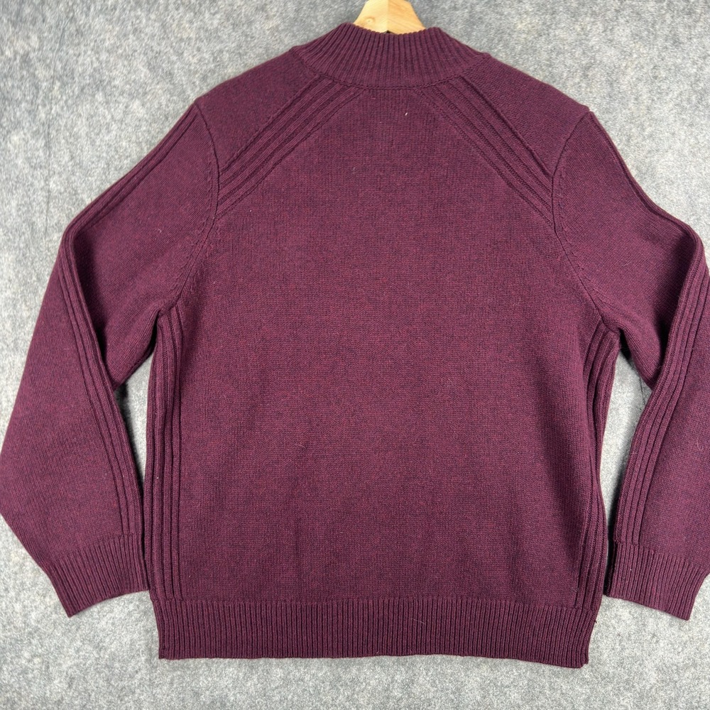 LL Bean Rangeley Sweater Mens Large‎ Purple Merino Wool 1/4 Zip Mock Neck - Picture 13 of 15